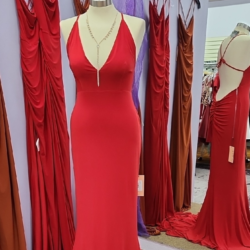 Nadias Vibrant Red Backless Dress